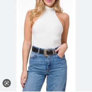 Wayf Turtleneck Sleeveless Bodysuit Size M Ivory NWT